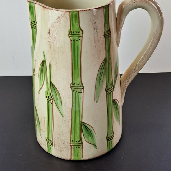 Ceramic Bamboo Hand Painted in Italy Pitcher - Picture 3 of 7